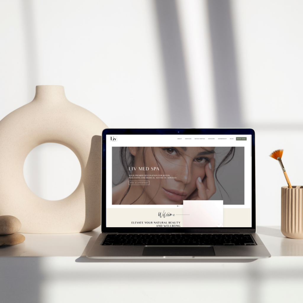 Modern laptop displaying LIV Med Spa's homepage, exemplifying The Agency's sophisticated web design for beauty and wellness brands.