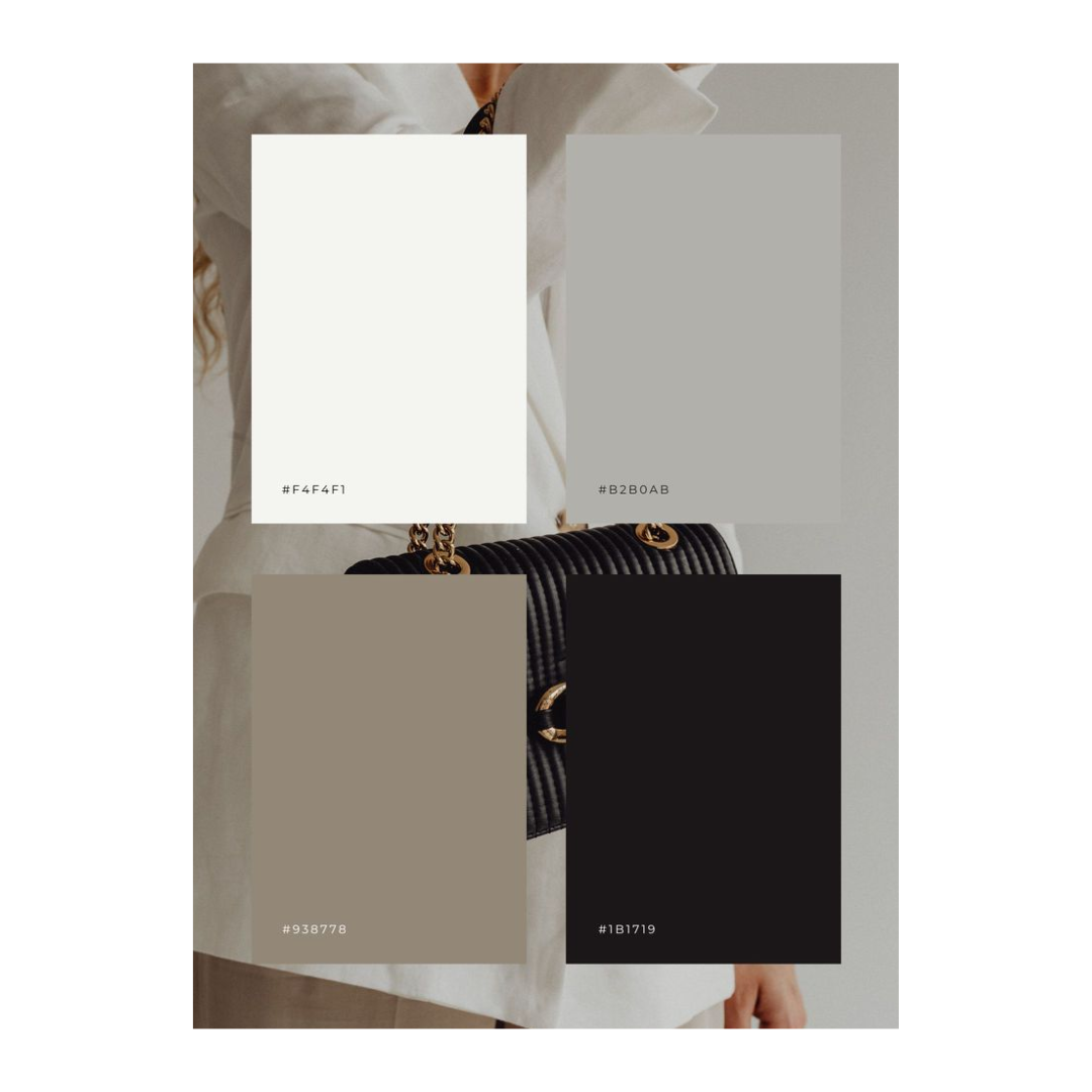 Brand color palette with swatches in vibrant and neutral tones arranged for business branding inspiration